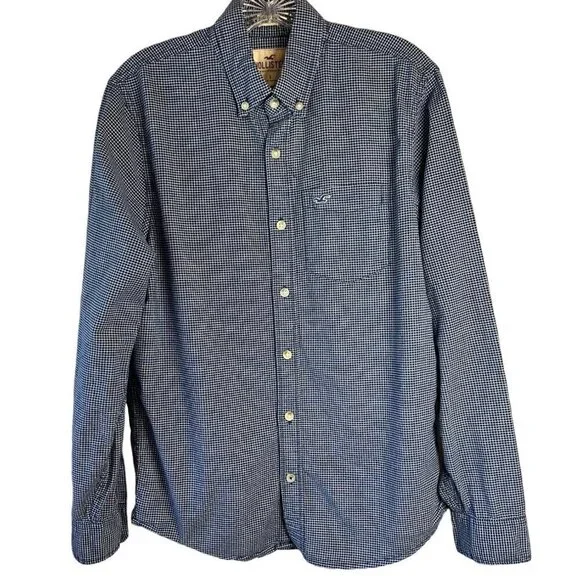 HOLLISTER Men’s Oxford Shirt Plaid Stretch Size Small - Picture 2 of 6